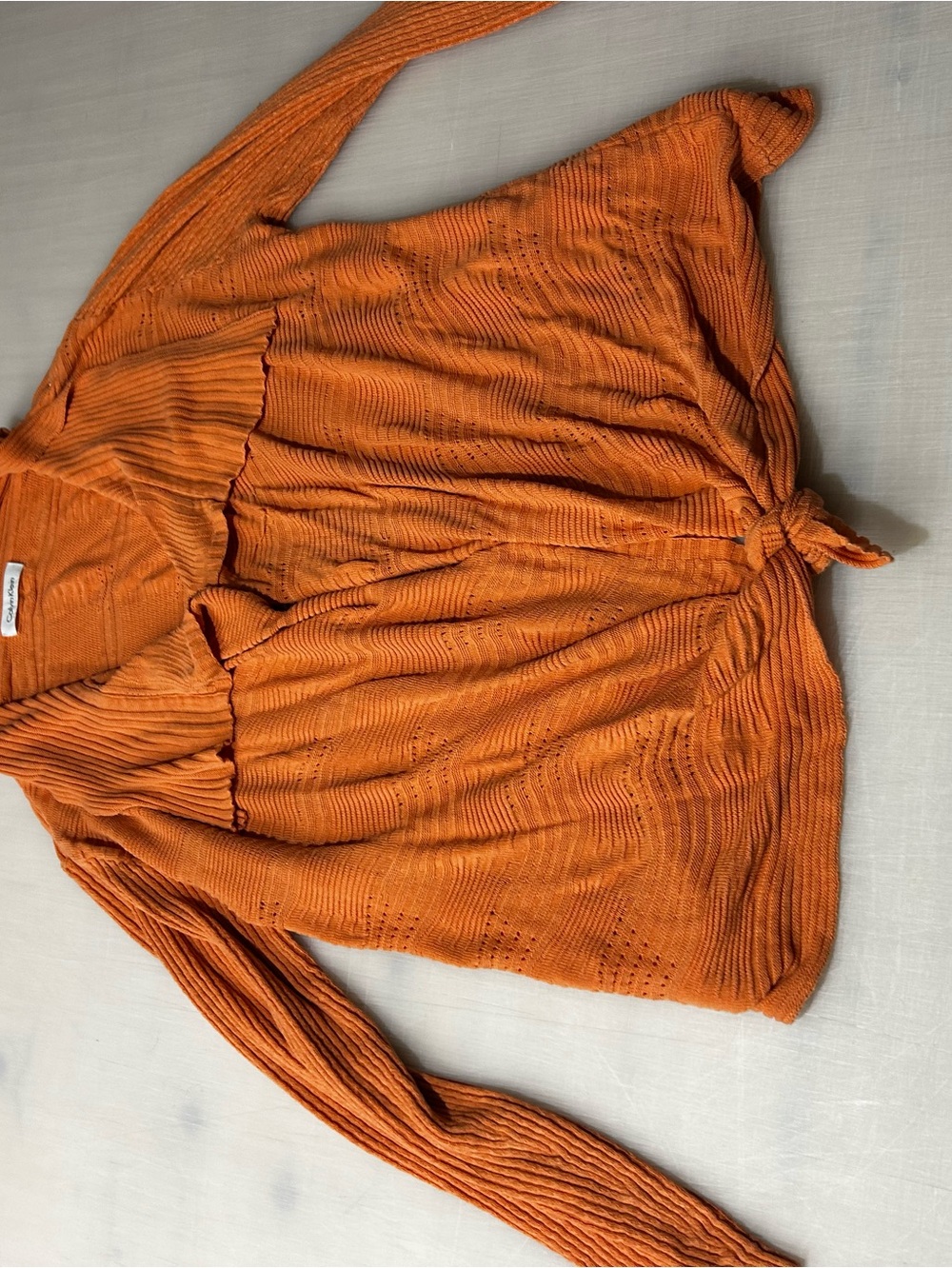 Lightweight Knit Tie-Front Top - Orange women’s medium